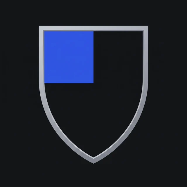 A shield outline with the dexter-chief canton filled azure